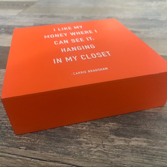 5x5 "I Like My Money" Box Art wood Dabney Lee wall decor orange - Picture 3 of 6
